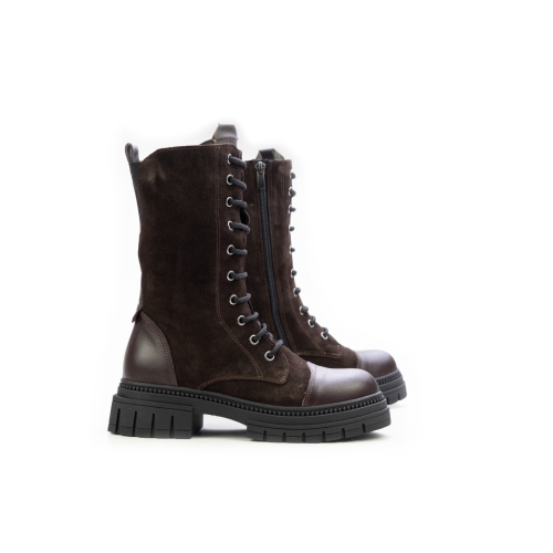 Дамски ежедневни боти от естествен велур тъмно кафяви 184-2-60-232