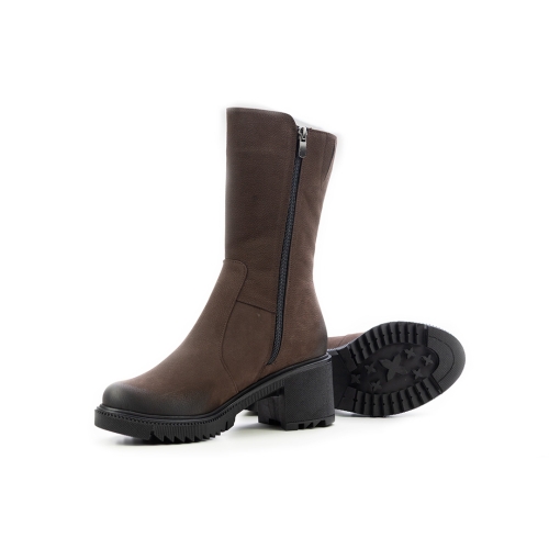 Дамски ежедневни боти от естествен набук тъмно кафяви 10-100-33-2094