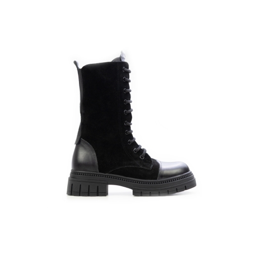 Дамски ежедневни боти в комбинация естествена кожа и естествен велур черни 184-2-61-132