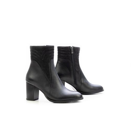 Дамски елегантни боти в комбинация естествена кожа и естествен набук черни 370-100-196