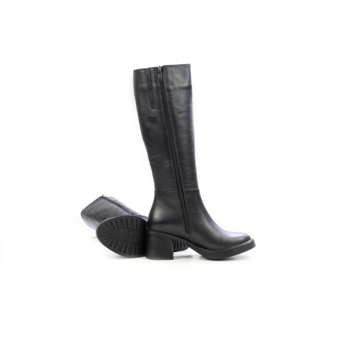 Дамски елегантни ботуши от естествена кожа черни 564-35-132