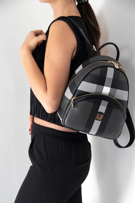 Дамска раница в черно и сиво 945 M129 KARELI EKOSE Silver&Polo