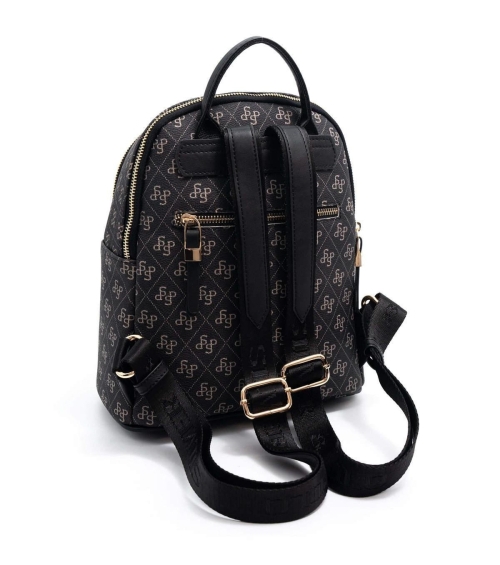 Дамска раница в черно и бежово 901 M178 SP Print Silver&Polo