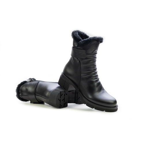 Дамски ежедневни боти от естествена кожа черни 952-03