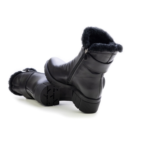 Дамски ежедневни боти от естествена кожа черни 952-03