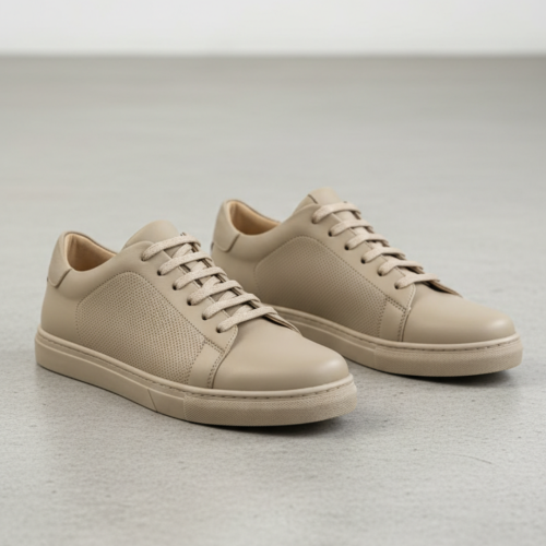 Дамски спортни обувки от естествена кожа бежови 909