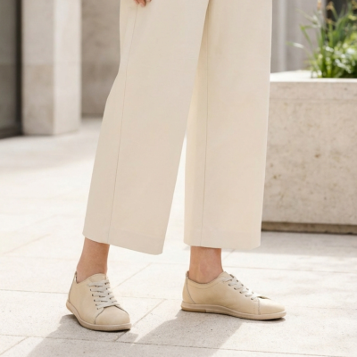 Дамски спортни обувки от естествена кожа бежови 151057