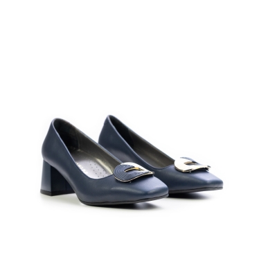 Дамски елегантни обувки от естествена кожа тъмно сини 36-721 R-B-061