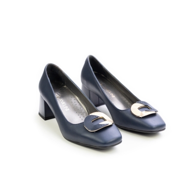 Дамски елегантни обувки от естествена кожа тъмно сини 36-721 R-B-061