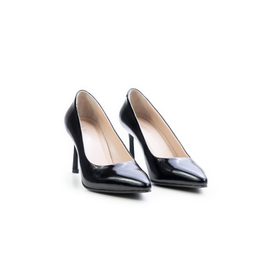 Дамски елегантни обувки от естествен лак черни 36-1306 R-B-072