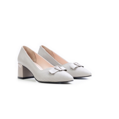 Дамски елегантни обувки от естествена кожа бежови 82-2079 R-05