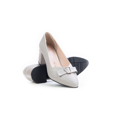 Дамски елегантни обувки от естествена кожа бежови 82-2079 R-05