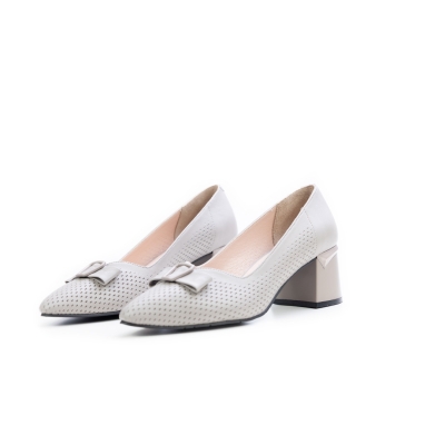 Дамски елегантни обувки от естествена кожа бежови 82-2079 R-05