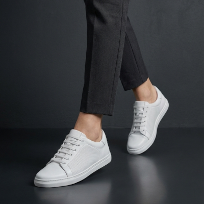 Дамски спортни обувки от естествена кожа в бяло 909