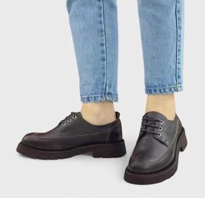 Дамски ежедневни обувки от естествена кожа кафяви 701