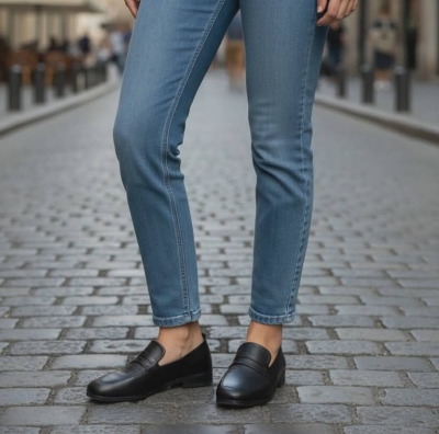 Дамски мокасини от естествена кожа черни 500