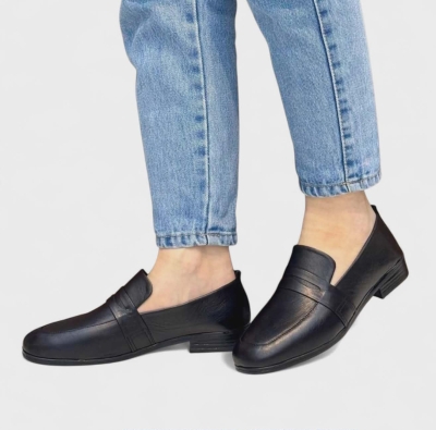 Дамски мокасини от естествена кожа черни 500