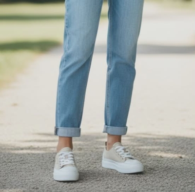 Дамски спортни обувки от естествена кожа бежови 1021