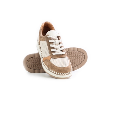 Дамски спортни обувки от естествена кожа в бежово и кафяво 26055 D 1396