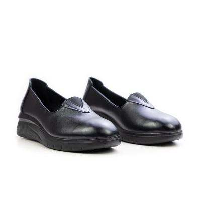 Дамски ежедневни обувки на платформа от естествена кожа черни 401-1