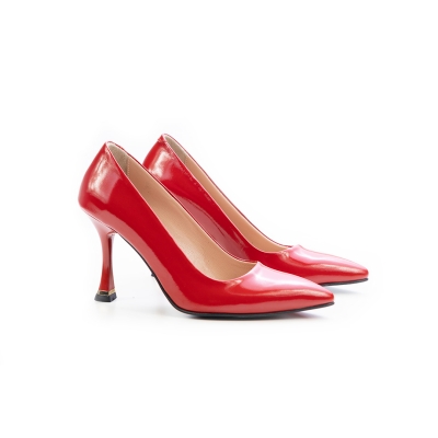 Дамски елегантни обувки от естествен лак червени 07-4047