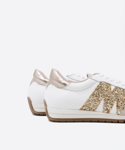 Дамски спортни обувки от естествена кожа в бяло и бежаво 7005-12048 Patricia Miller