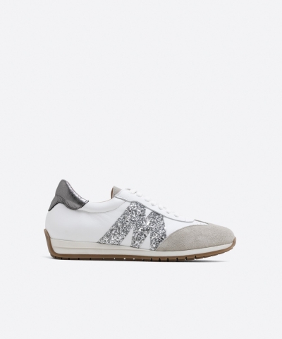 Дамски спортни обувки от естествена кожа в бяло и сиво 7005-12048 Patricia Miller