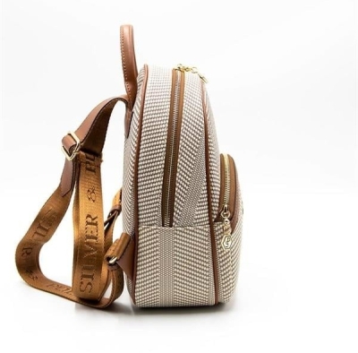 Дамска раница в бяло и кафяво 945 M132 Silver&Polo