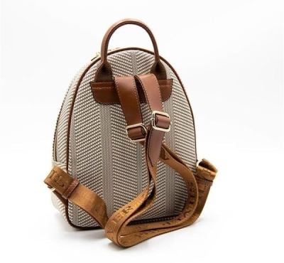 Дамска раница в бяло и кафяво 945 M132 Silver&Polo