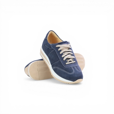 Дамски спортни обувки от естествен велур тъмно сини 12601