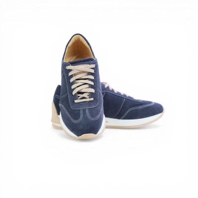 Дамски спортни обувки от естествен велур тъмно сини 12601