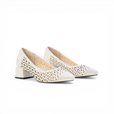 Дамски елегантни обувки от естествена кожа бежови 249-1 06