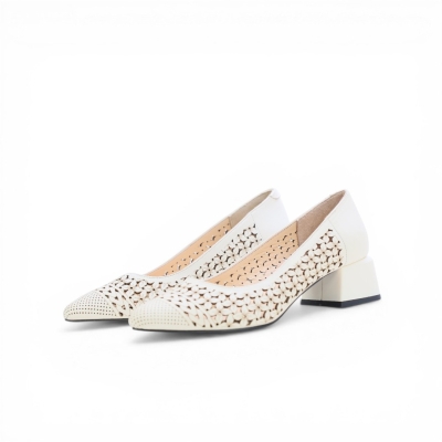 Дамски елегантни обувки от естествена кожа бежови 249-1 06