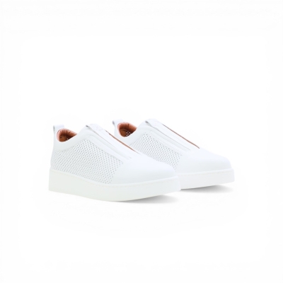 Дамски спортни обувки от естествена кожа в бяло Y563-138