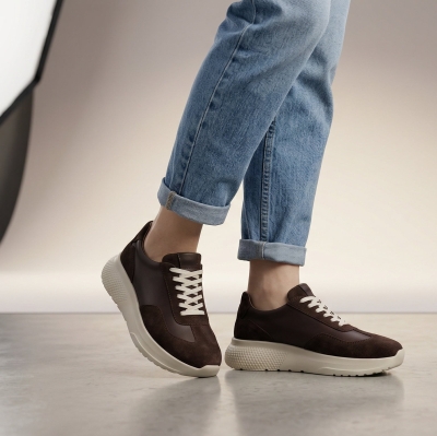 Дамски спортни обувки от естествена кожа кафяви 1100