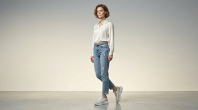 Дамски спортни обувки от естествена кожа в бяло 1100