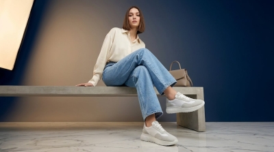 Дамски спортни обувки от естествена кожа в бяло 1100