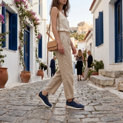 Дамски спортни обувки от естествен велур тъмно сини 12601