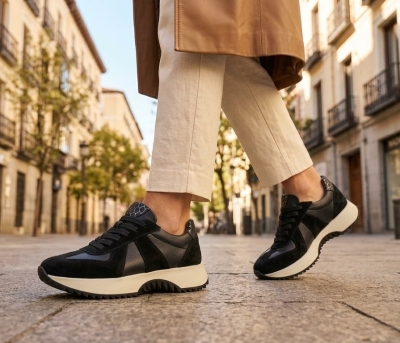 Дамски спортни обувки от естествена кожа черни 620