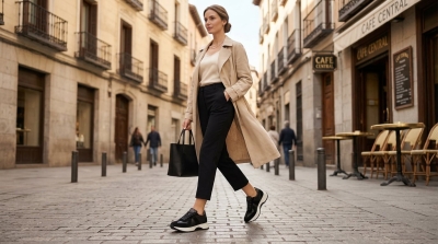 Дамски спортни обувки от естествена кожа черни 620