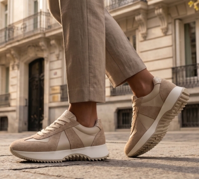 Дамски спортни обувки от естествена кожа бежови 620