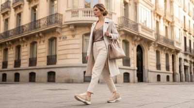 Дамски спортни обувки от естествена кожа бежови 620