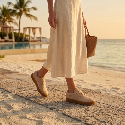 Дамски спортни обувки от естествен велур бежови 128