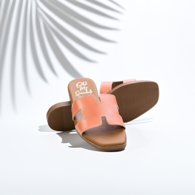 Дамски ежедневни чехли от естествена кожа корал 5810 Oh My Sandals