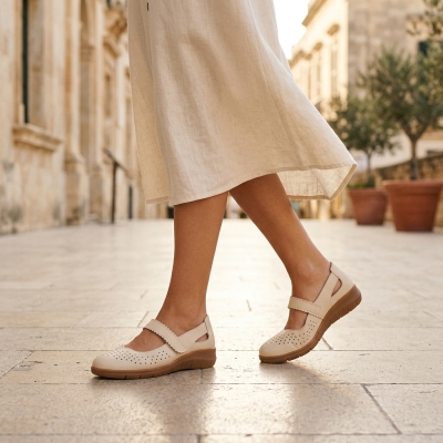 Дамски ежедневни обувки от естествена кожа бежови 151020