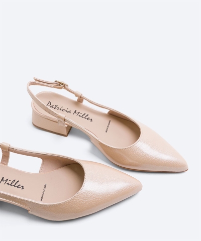 Дамски елегантни обувки от естествен лак бежови 6305F H-272 Patricia Miller