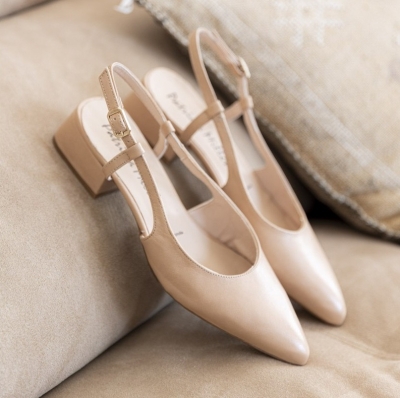 Дамски елегантни обувки от естествен лак бежови 6305F H-272 Patricia Miller