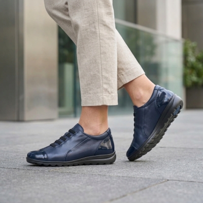 Дамски спортни обувки от естествена кожа сини 34155 Baerchi