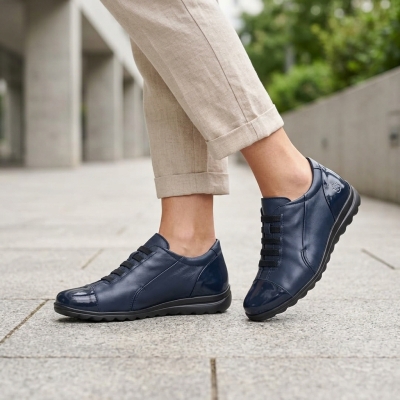 Дамски спортни обувки от естествена кожа сини 34155 Baerchi