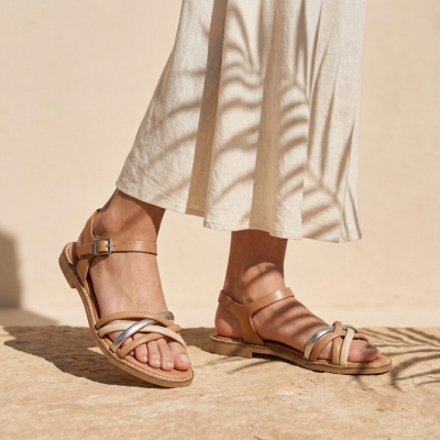 Дамски ежедневни сандали от естествена кожа кафяви 5574 Oh My Sandals
